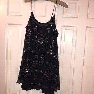 Embroidered Mini Slip Dress